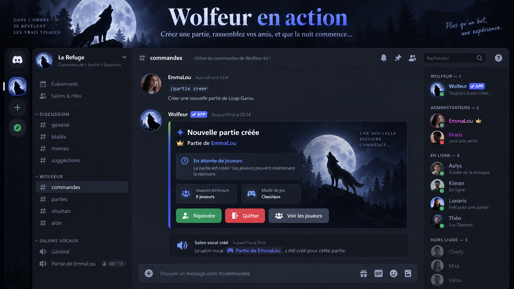 Création d’une partie Wolfeur sur Discord